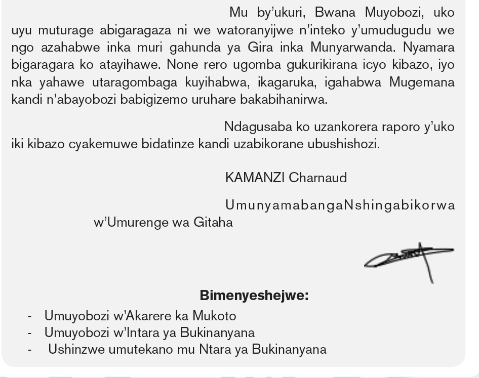 Course: Kinyarwanda SME & SSE Copy 1, Topic: UMUTWE WA 3 IMIYOBORERE MYIZA